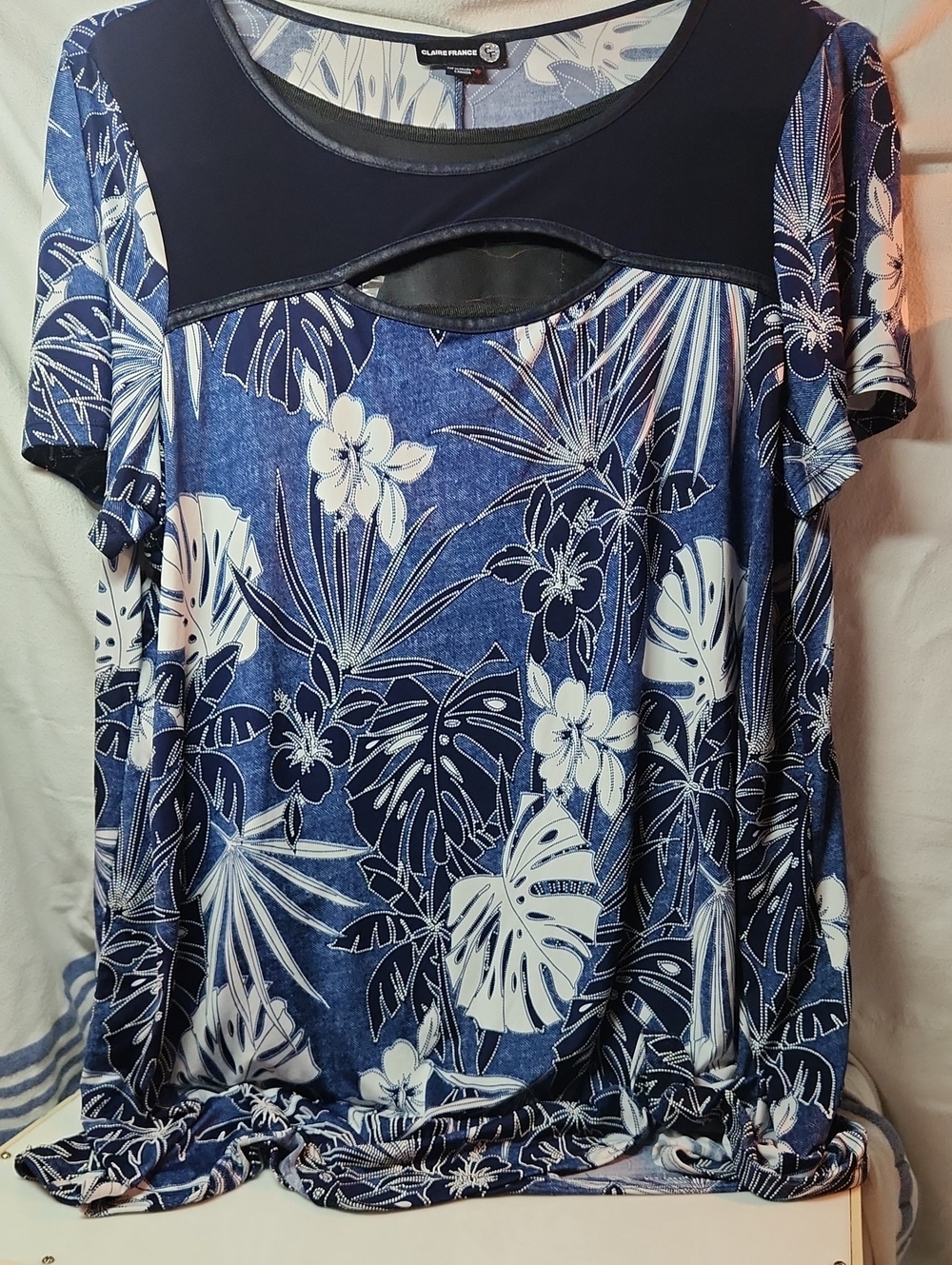 Navy Blue Tropical Print Women’s Skirt